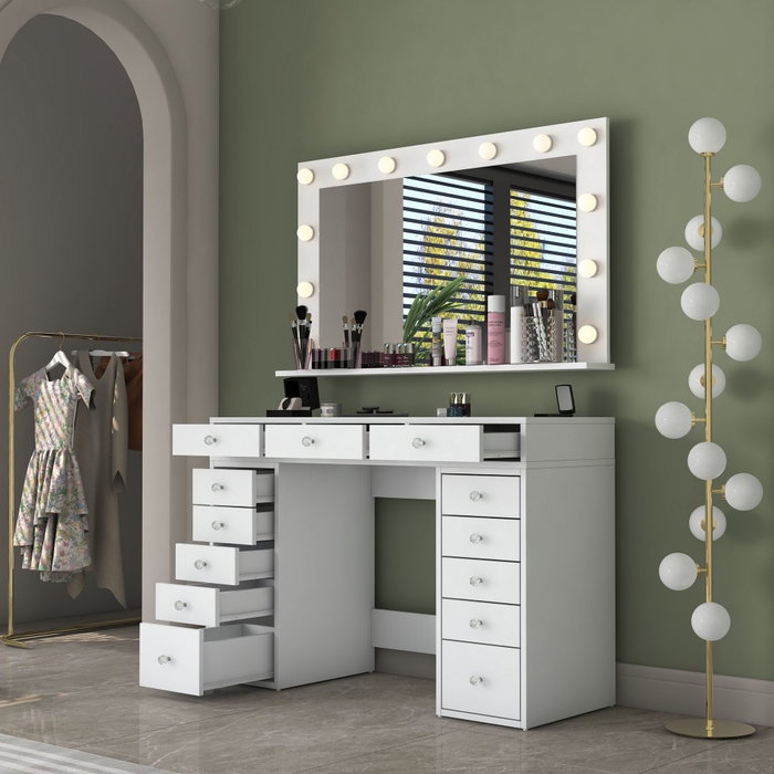 Hanah Home Mesa de Maquillaje con Espejo LED Blanco Hanah Home Mesa de Maquillaje con Espejo LED Blanco
